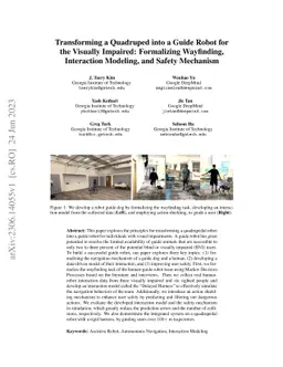 Transforming a Quadruped into a Guide Robot for the Visually Impaired:
  Formalizing Wayfinding, Interaction Modeling, and Safety Mechanism