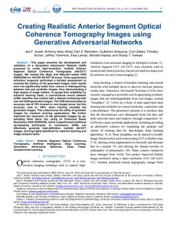 Creating Realistic Anterior Segment Optical Coherence Tomography Images
  using Generative Adversarial Networks