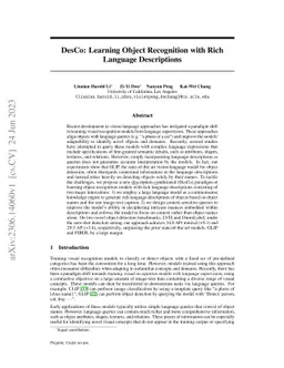 DesCo: Learning Object Recognition with Rich Language Descriptions
