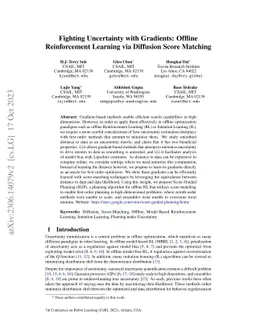 Fighting Uncertainty with Gradients: Offline Reinforcement Learning via
  Diffusion Score Matching
