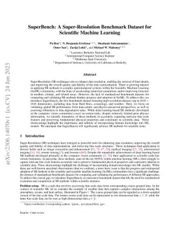 SuperBench: A Super-Resolution Benchmark Dataset for Scientific Machine Learning