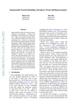 Interpretable Neural Embeddings with Sparse Self-Representation