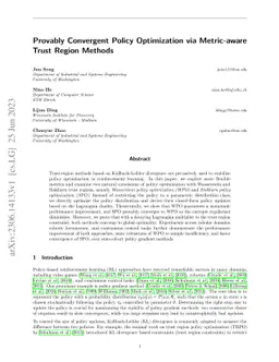 Provably Convergent Policy Optimization via Metric-aware Trust Region
  Methods