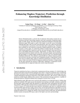Enhancing Mapless Trajectory Prediction through Knowledge Distillation