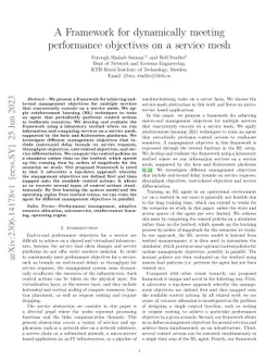 A Framework for dynamically meeting performance objectives on a service
  mesh
