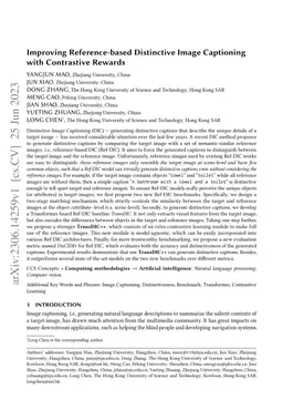 Improving Reference-based Distinctive Image Captioning with Contrastive
  Rewards