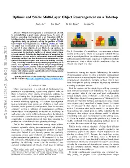 Optimal and Stable Multi-Layer Object Rearrangement on a Tabletop