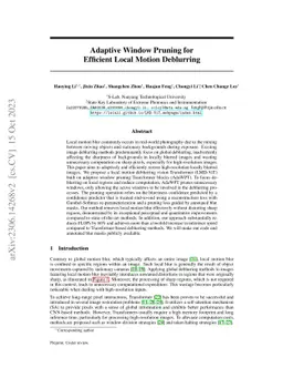 Adaptive Window Pruning for Efficient Local Motion Deblurring