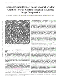 Efficient Contextformer: Spatio-Channel Window Attention for Fast
  Context Modeling in Learned Image Compression