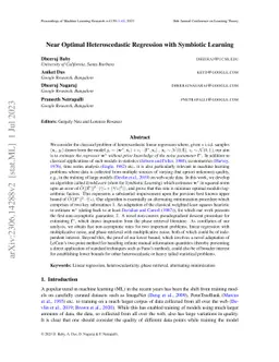 Near Optimal Heteroscedastic Regression with Symbiotic Learning