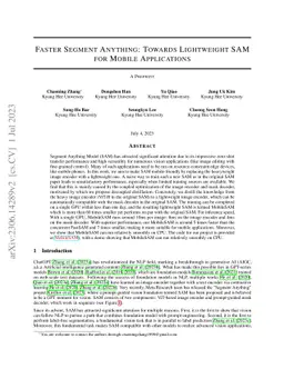 Faster Segment Anything: Towards Lightweight SAM for Mobile Applications