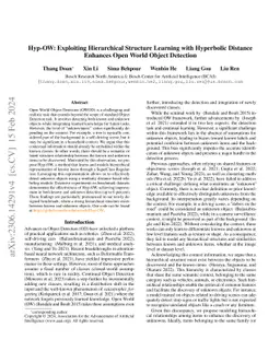 Hyp-OW: Exploiting Hierarchical Structure Learning with Hyperbolic
  Distance Enhances Open World Object Detection