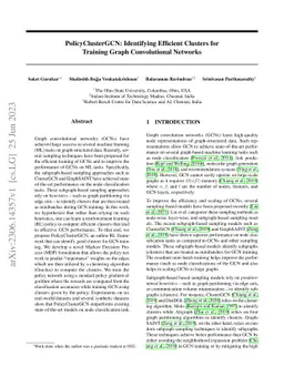 PolicyClusterGCN: Identifying Efficient Clusters for Training Graph
  Convolutional Networks