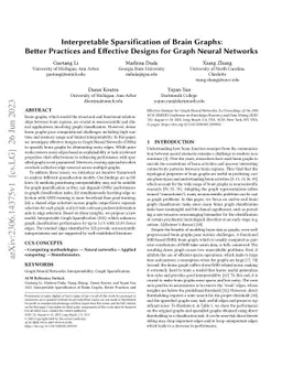 Interpretable Sparsification of Brain Graphs: Better Practices and
  Effective Designs for Graph Neural Networks