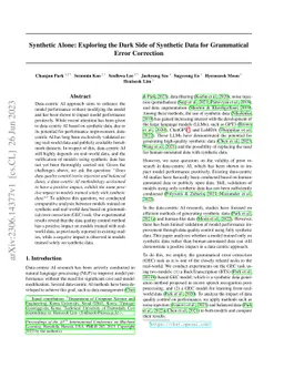 Synthetic Alone: Exploring the Dark Side of Synthetic Data for
  Grammatical Error Correction