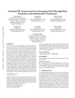 ContentCTR: Frame-level Live Streaming Click-Through Rate Prediction
  with Multimodal Transformer