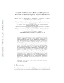 TCEIP: Text Condition Embedded Regression Network for Dental Implant
  Position Prediction