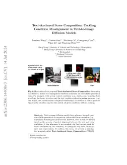 Text-Anchored Score Composition: Tackling Condition Misalignment in
  Text-to-Image Diffusion Models