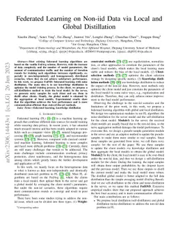 Federated Learning on Non-iid Data via Local and Global Distillation