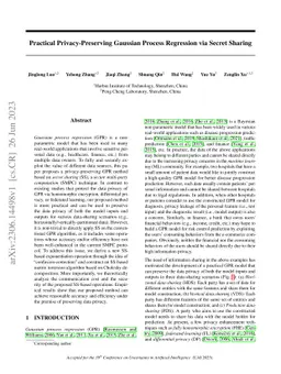 Practical Privacy-Preserving Gaussian Process Regression via Secret
  Sharing