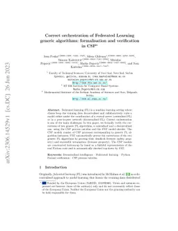 Correct orchestration of Federated Learning generic algorithms:
  formalisation and verification in CSP