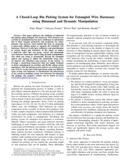 A Closed-Loop Bin Picking System for Entangled Wire Harnesses using
  Bimanual and Dynamic Manipulation