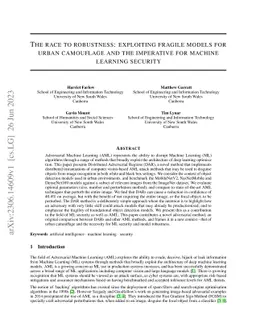The race to robustness: exploiting fragile models for urban camouflage
  and the imperative for machine learning security