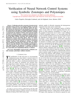 Verification of Neural Network Control Systems using Symbolic Zonotopes
  and Polynotopes