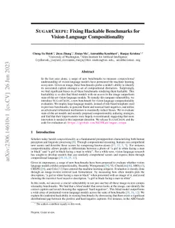 SugarCrepe: Fixing Hackable Benchmarks for Vision-Language
  Compositionality