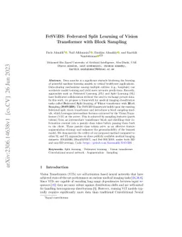 FeSViBS: Federated Split Learning of Vision Transformer with Block
  Sampling