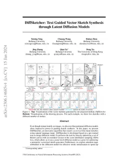 DiffSketcher: Text Guided Vector Sketch Synthesis through Latent
  Diffusion Models