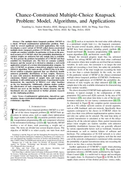 Chance-Constrained Multiple-Choice Knapsack Problem: Model, Algorithms,
  and Applications