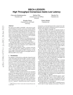 BBCA-LEDGER: High Throughput Consensus meets Low Latency
