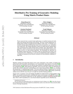 Distributive Pre-Training of Generative Modeling Using Matrix-Product
  States