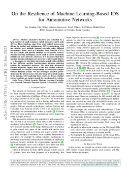 On the Resilience of Machine Learning-Based IDS for Automotive Networks