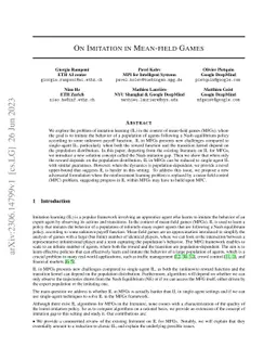 On Imitation in Mean-field Games