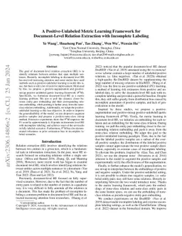 A Positive-Unlabeled Metric Learning Framework for Document-Level
  Relation Extraction with Incomplete Labeling