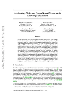 Accelerating Molecular Graph Neural Networks via Knowledge Distillation