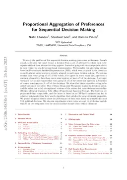 Proportional Aggregation of Preferences for Sequential Decision Making