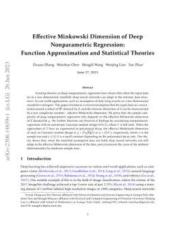 Effective Minkowski Dimension of Deep Nonparametric Regression: Function
  Approximation and Statistical Theories