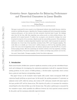 Geometry-Aware Approaches for Balancing Performance and Theoretical Guarantees in Linear Bandits