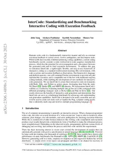 InterCode: Standardizing and Benchmarking Interactive Coding with
  Execution Feedback