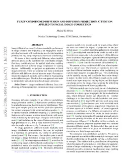 Fuzzy-Conditioned Diffusion and Diffusion Projection Attention Applied
  to Facial Image Correction