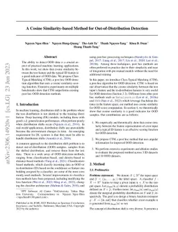 A Cosine Similarity-based Method for Out-of-Distribution Detection