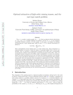 Optimal estimation of high-order missing masses, and the rare-type match
  problem