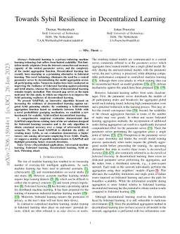 Towards Sybil Resilience in Decentralized Learning