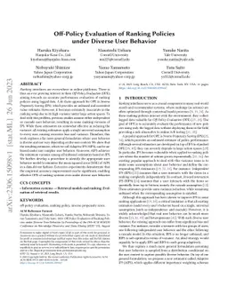 Off-Policy Evaluation of Ranking Policies under Diverse User Behavior