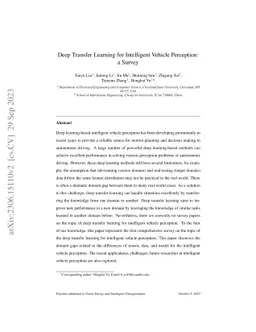 Deep Transfer Learning for Intelligent Vehicle Perception: a Survey