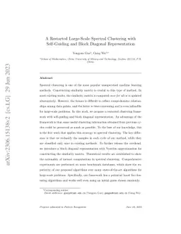 A Restarted Large-Scale Spectral Clustering with Self-Guiding and Block
  Diagonal Representation