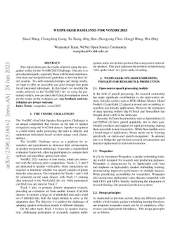 Wespeaker baselines for VoxSRC2023